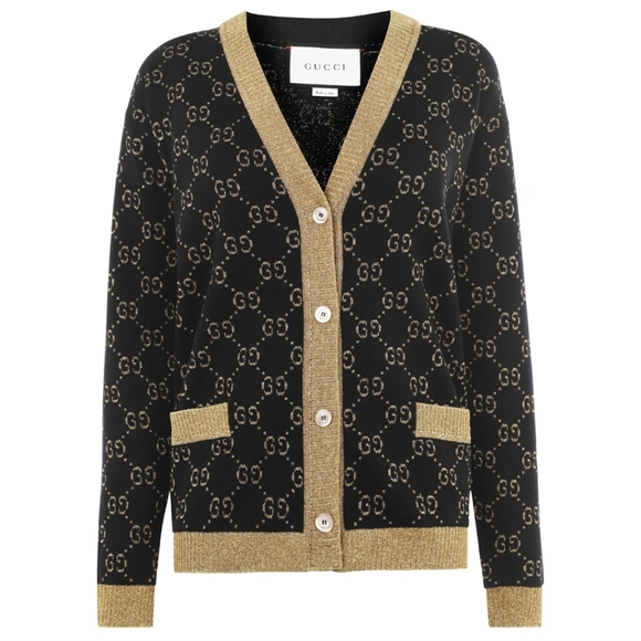 Gucci Sweaters - GUCCI Black and Gold Cardigan Size Medium